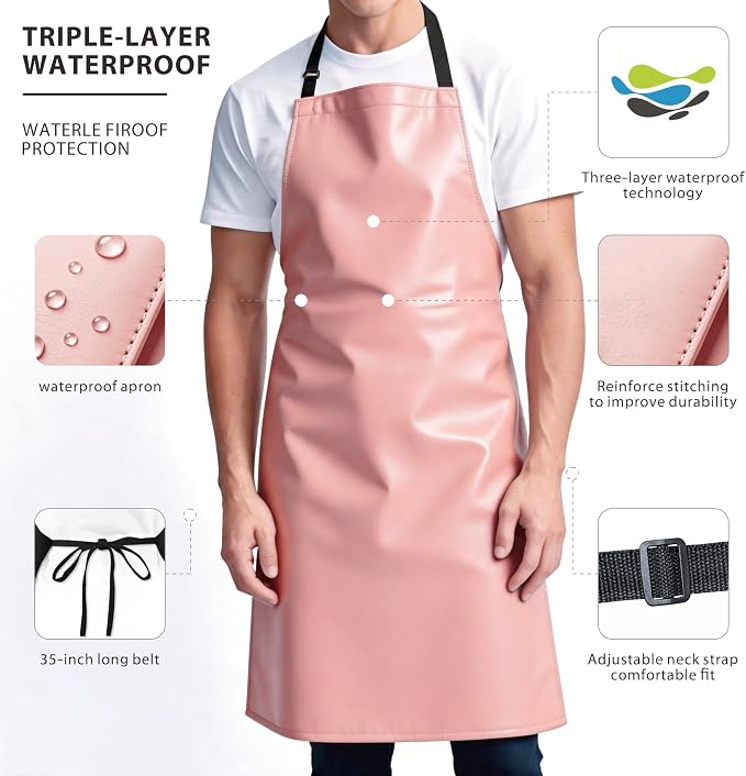 GoldPig Heavy-Duty Waterproof Apron, Chemical Resistant Rubber Vinyl for Industrial, Lab, Kitchen, Butcher & Grilling (40")
