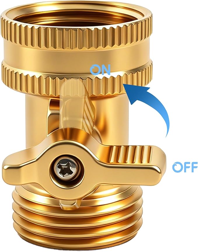 Xiny Tool Brass Garden Hose Shut Off Valve, 2 Pack Heavy Duty 3/4 Inch Solid Brass Garden Hose Shut Off Valve with 10 Extra Rubber Washers