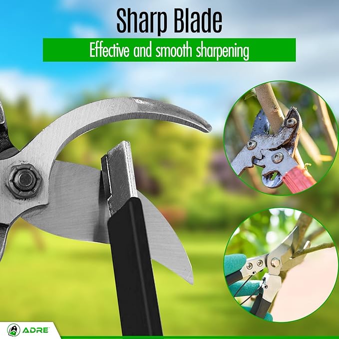 Adre Garden Tool Blade Sharpener – Professional Carbide Knife Sharpener for Gardening Tools, Pruning Shears, Scissors – Tungsten Sharpener with Carabiner Lock – Pocket-Sized Garden Tool Sharpener