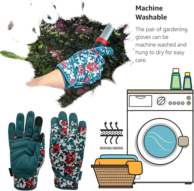 Gardening Gloves,Women Yard Work Garden Glove,Gifts | Thorn Proof,Puncture Resistant,Touchscreen,Gift,Leather,Spandex