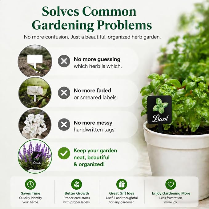 12Pcs Herb Garden Signs - 12 Styles Plant Labels for Outdoor Acrylic Markers - Waterproof Reusable Stakes Tags With Names for Vegetables Indoor Outdoor Decoration