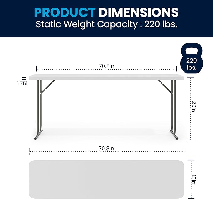 Flash Furniture Kathryn 10 Pack 6-Foot Rectangle Granite White Plastic Folding Training/Seminar Table