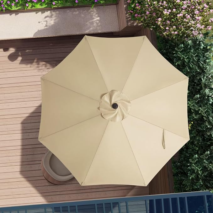 ABCCANOPY 9ft Outdoor Umbrella Replacement Top Suit 8 Ribs (Beige)