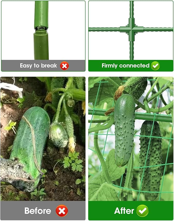 MYMULIKE 2 Pack Cucumber Trellis, Garden Trellis for Climbing Plants Outdoor, A-Frame Cucumber Trellis for Raised Bed, Plant Grow Support for Tomato, Squash, Vegetable, Flower(33"x47"x2Pcs)