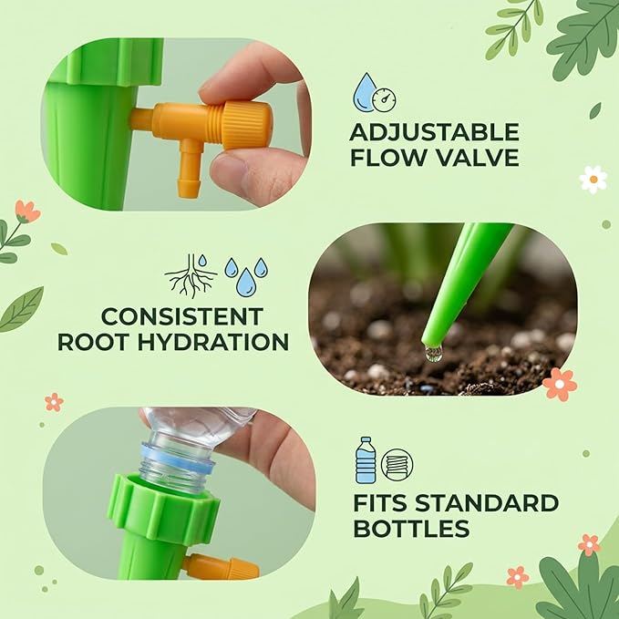 30PCS Self-Watering Stakes, Durable Plastic Water Spikes for Outdoor Plants, Convenient Vacation Plant Care Solution