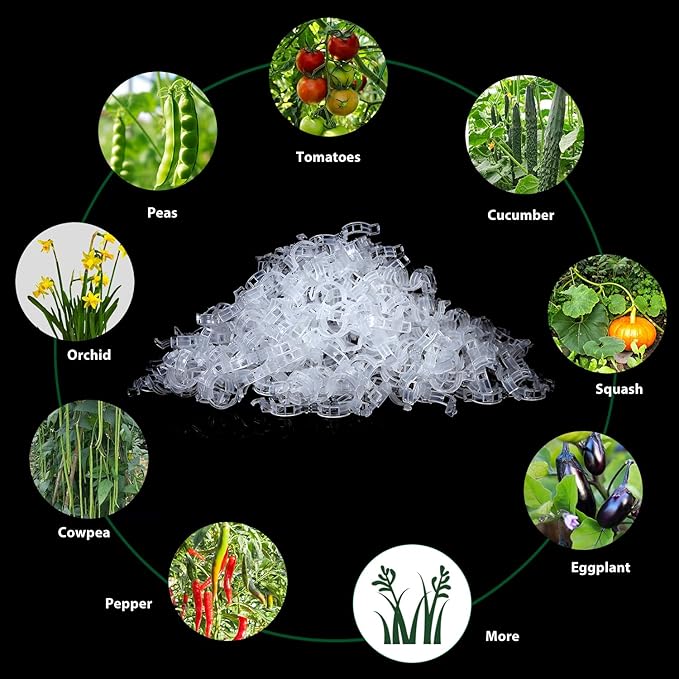 Aipker Bulk Tomato Clips, Plant Support Clip for String Trellis Climbing Plants Garden Vegetables- 200PCS/White