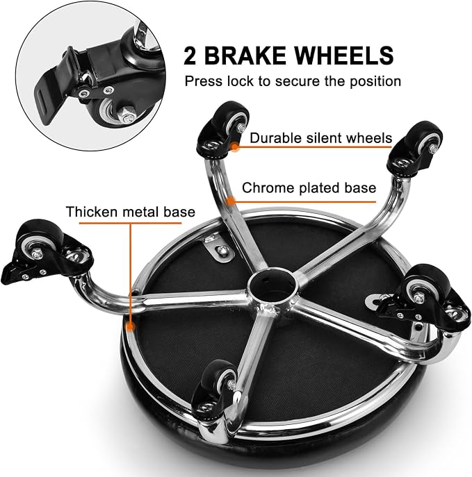 FLOLXNB Low Rolling Stool, Low Stool with Wheels, PU Leather Low Roller Seat Chair, Rolling Seat Stool for Home Office Garage Shop (Style 2)