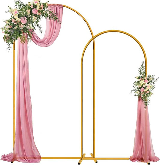 Hemmotop Arch Backdrop Stand Set of 2, 7.2ft & 6ft Metal Arch Frame with Ground Stakes for Party, Ceremony, Bridal Shower, Birthday, Photo Booth, Garden Decoration, Baby Shower