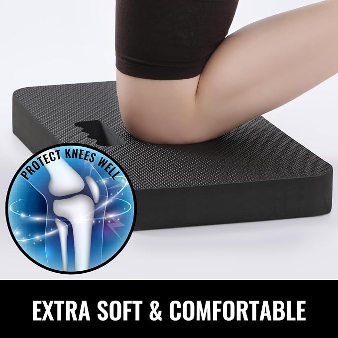 NETANY 2 Pack Extra Thick Kneeling Pad for Gardening, Comfortable Knee Pad Cushion, Extra Large Foam Kneeler Mat for Gardening, Baby Bath, Workout, Exercise & Yoga, Mechanic, 17.8 x 11 x 1.5 in, Black