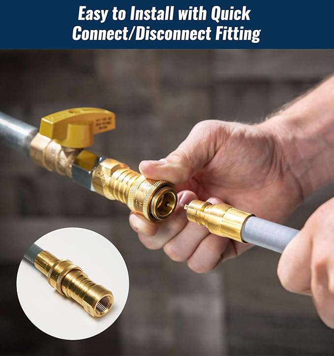 CALPOSE 25 Feet 3/8 inch ID Natural Gas Grill Hose with Quick Connect Fittings, Natural Gas Line for Grill, Pizza Oven, Heater and More Low Pressure Appliance
