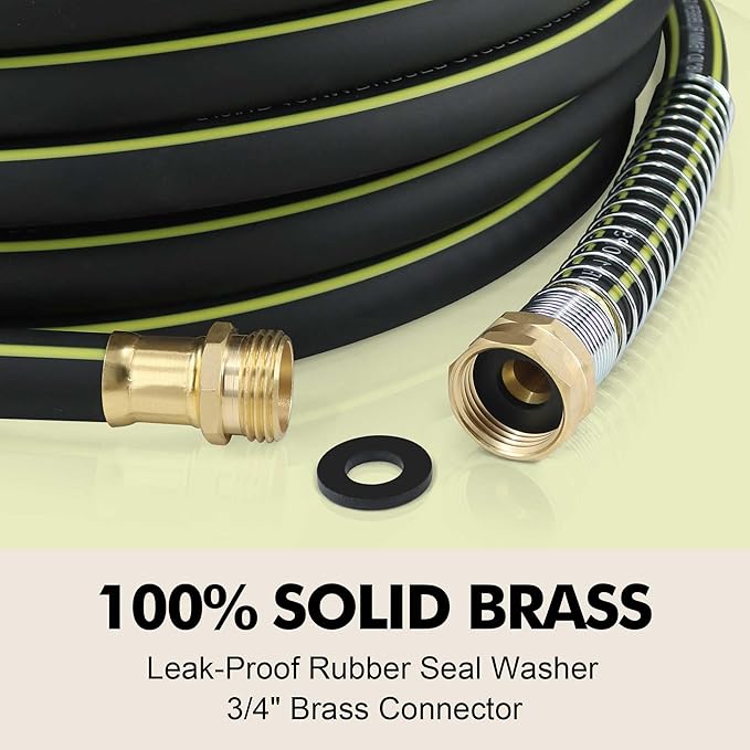 Lightweight Short Garden Hose Leader 5ft, 5/8" Hybrid Rubber Short Hose with Solid Brass Fitting, Male to Female Connectors