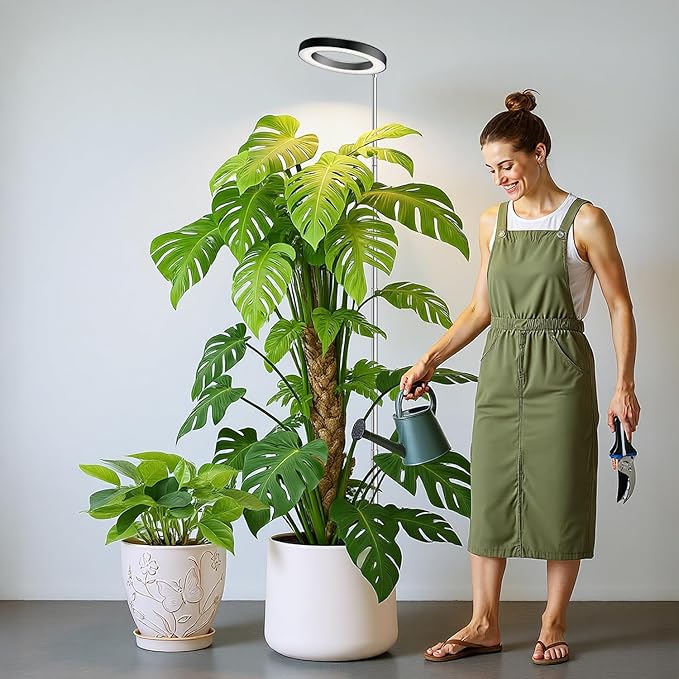 Kullsinss Black Grow Light, Full Spectrum LED Plant Lights for Indoor Growing with 6/12/16H Timer, 3 Color Modes, 5 Brightness, 10"-65" Height Adjustable Plant Grow Lamp for Large Indoor Plants