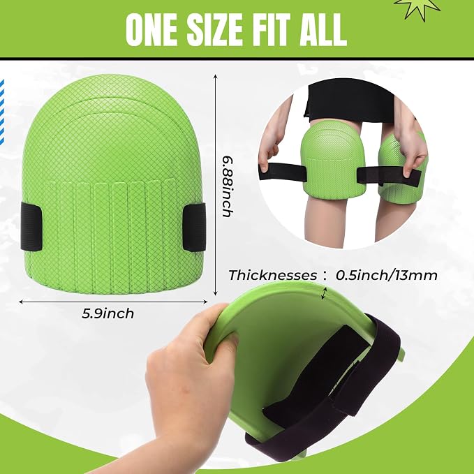 WinnerWhy Gardening Knee Pads for Women and Men Lightweight Waterproof Foam Knee Pads for Gardening and Housework with Adjustable Hook'n'Loop Straps(Green)