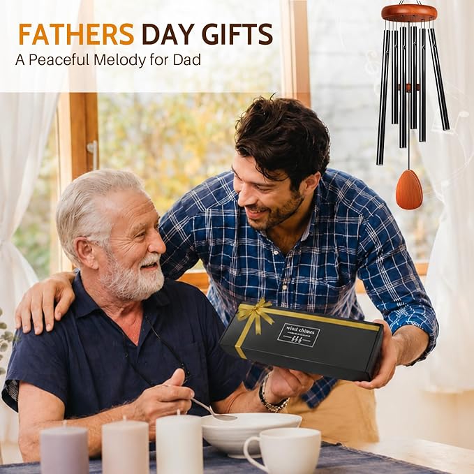 Wind Chimes for Outside, Fathers Day Dad Gifts for Men & Gifts for Women, Mom, Grandma, Deep Tone Soothing Melodic Chimes, Memorial & Sympathy Wind Chimes, Suitable for Garden, Porch & Patio Decor