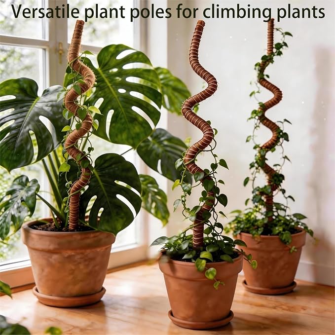 Moss Pole Monstera Plant Support - 2 Pack 28" Bendable Coco Coir Pole for Indoor Climbing Plants with Plant Sticks Support