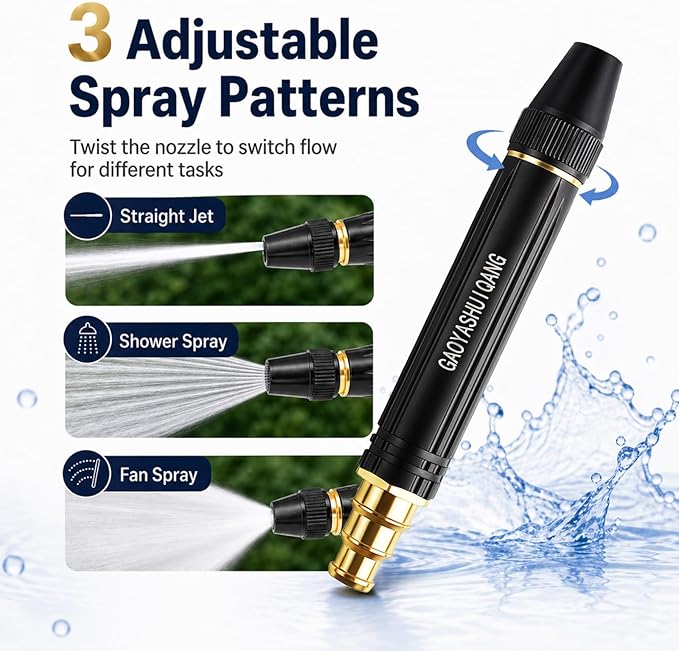 2026 New Jet Nozzle Power Washer for Garden Hose, Garden Hose Nozzle High Pressure Powerful Cleaning Spray Evenly, High Pressure Hose Nozzle (Pagoda Interface*2)