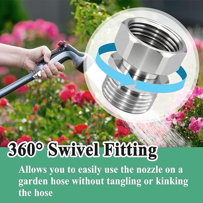 Garden Outdoor Hose Swivel Adapter, 3/4 GHT Male and Female, Water Pipe Connectors with Washer
