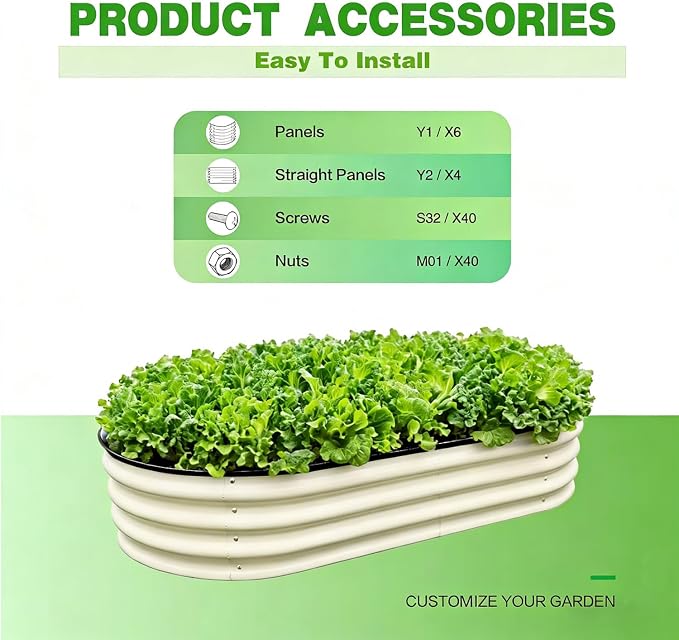 GrowHaus 4x2x1ft Galvanized Raised Garden Bed, Planter Boxes Outdoor Metal Garden Beds for Planting Vegetables Flowers Herbs Milk White