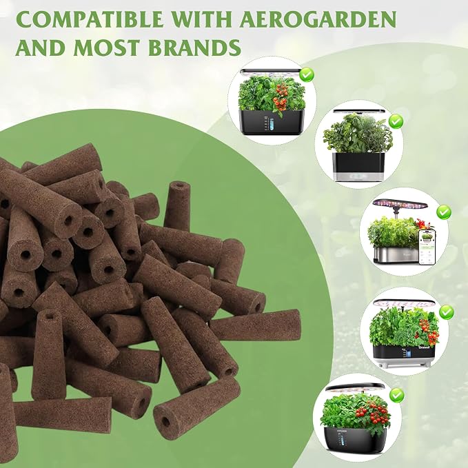 60 Pack Grow Sponges, Hydroponic Pods Replacement Compatible with AeroGarden and Most Hydroponic Systems, 60 Pcs Universal Replacement Sponges and 60 Pcs Plant Labels for Hydroponics Indoor Garden