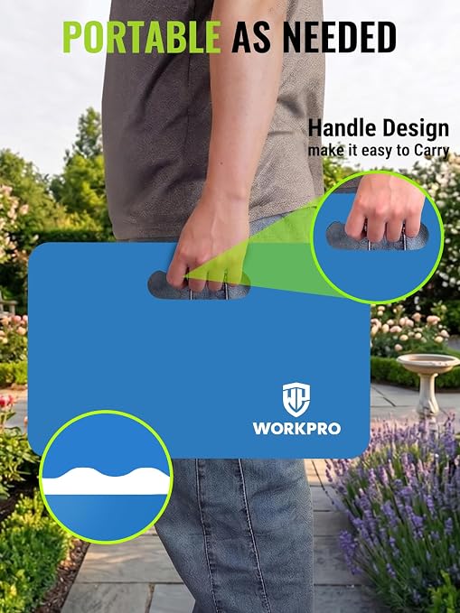 WORKPRO Extra Thick NBR Kneeling Pad, 17.5 x 11 x 1.5 in, Blue | Soft NBR Foam Cushioning, Large Foam Kneeler Mat, For Gardening, Bathing Baby, Exercise, Workout Supplies