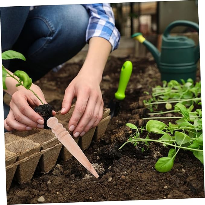 Milisten Mini Garden Seeder Tool Handheld Wooden Dibber for Accurate Seed Planting and Seedling Transplanting User Friendly Gardening Tool for Efficient Sowing and Home Gardening