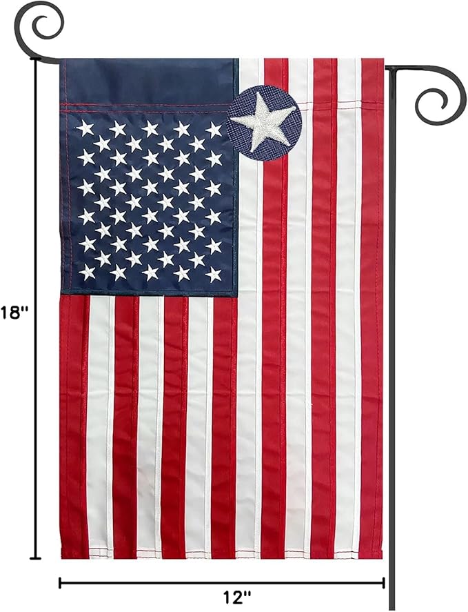 TOPFLAGS American Flag Garden Flag Embroidered Stars 12x18 Inch USA Small Flags for Yard US Flag Decor Outdoor