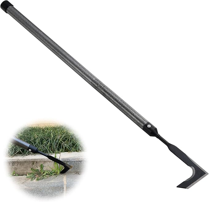 Lilyvane Crack Weeder for Crevice Weeds Weeding: 74” Long Handle, Heavy Duty Carbon Steel Weed Puller for Sidewalk Paver Deck Boards Weed Removal