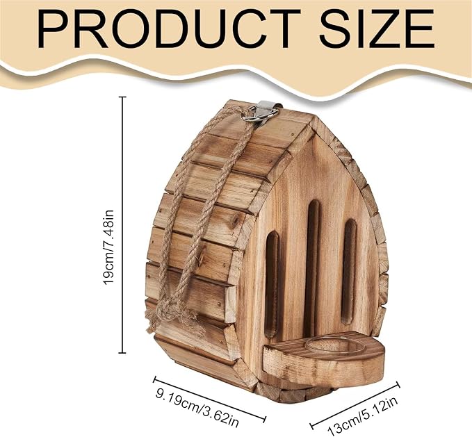 Butterfly House Wooden Habitat with Feeder, Natural Wood, Hanging Garden Decoration, Nesting Box for Butterflies, Bugs, Moths and Lacewings