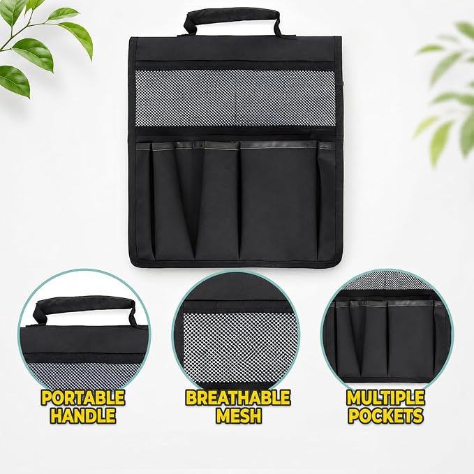 1 Pack Garden Pouches for Kneeler, Portable Tool Storage With Handle, Size Bags Multiple Storage Pockets Organizer for Outdoor Gardening Kneeling Stool, Gifts for Women,Mom & Dad Nylon and Latex