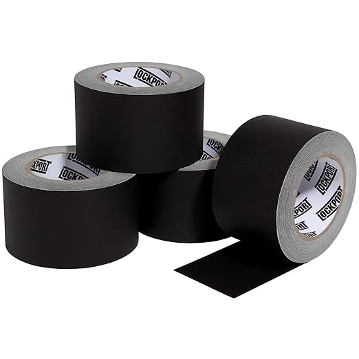 Lockport Black Gaffers Tape 3 inch x 30 Yards - 4 Pack Pro Black Gaff Tape - No Residue, Water Resistant, Non-Reflective, Easy Tear - Multipurpose