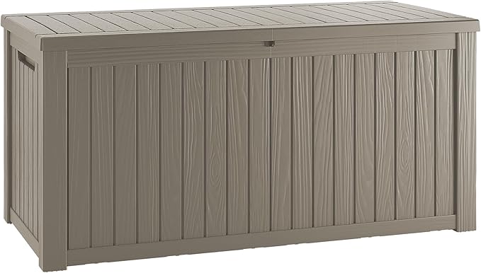 200 Gallon Outdoor Deck Box, Lockable Waterproof Outdoor Storage Boxes For Garden Tools,Indoor Cushions,Accessories Outside Storage Resin Weatherproof Container, Gray