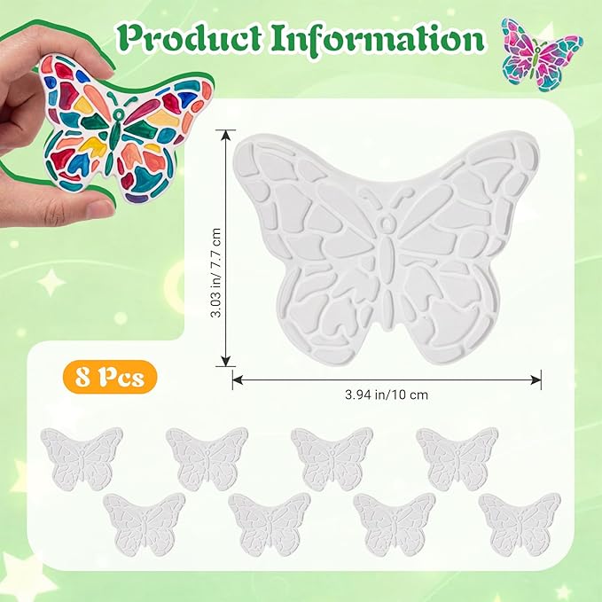 Lewtemi 8 Pcs Paint Your Own Stepping Stones for Craft, DIY Plaster Stepping Stones Garden Decor Painting Art Set for Art Class, Summer Activities & Home Decor (Butterfly)
