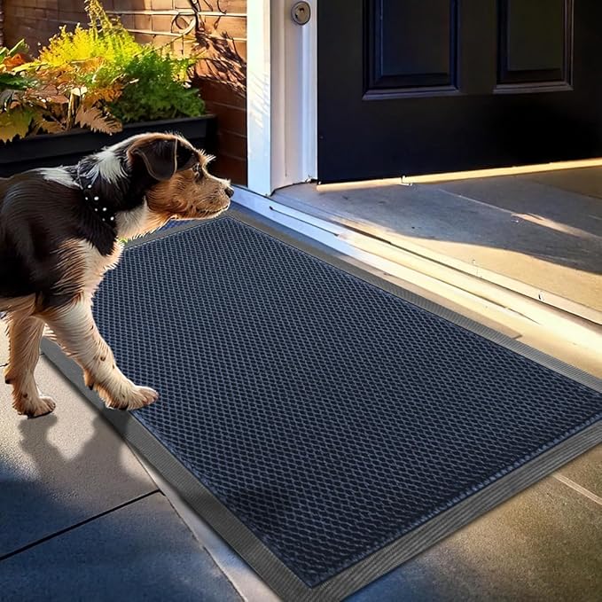 Muddy Mat® Meshy Mat™ Door Mat Heavy-Duty Quick-Dry Floor Mat, Sand & Dirt Trapper for Indoor & Outdoor, Ideal for Entrance, Mudrooms,Patios & Garages,Low-Profile,Non-Slip,Washable– Blue 23"x35"x0.4"