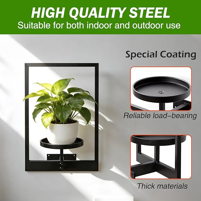 Picture Frame Wall Planters Set of 3, Modern Metal Hanging Shelves for Plants, Rustproof Wall Mount Flower Pot Holder for Indoor Outdoor, Decorative Plant Stand for Living Room Patio, White
