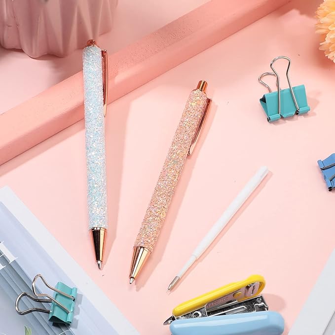 Epakh 2 Pieces Weeding Pen Vinyl Pen Pin Weeding Tool Fine Point Glitter Metal Vinyl Air Release or Car Puncturing Installation Retractable Craft Tool for DIY(White, Gold)