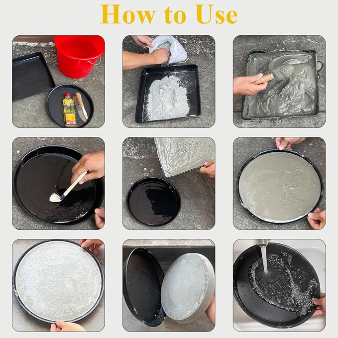 Round Stepping Stone Molds, 7 Pack Cement Paver Mold for Concrete 12.7'' 13.2'' Plastic Brick Concrete Molds and Forms for Walkways Garden Pavement