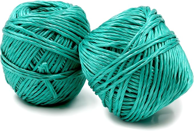 Heavy Duty 200 lbs Strong Polypropylene Tomato Twine, Garden Plant Tie String, Greenhouse Trellis Twine, Durable PP Tying Twine for Bundling, Packaging, Gardening, Farming (White/Green), 164FT