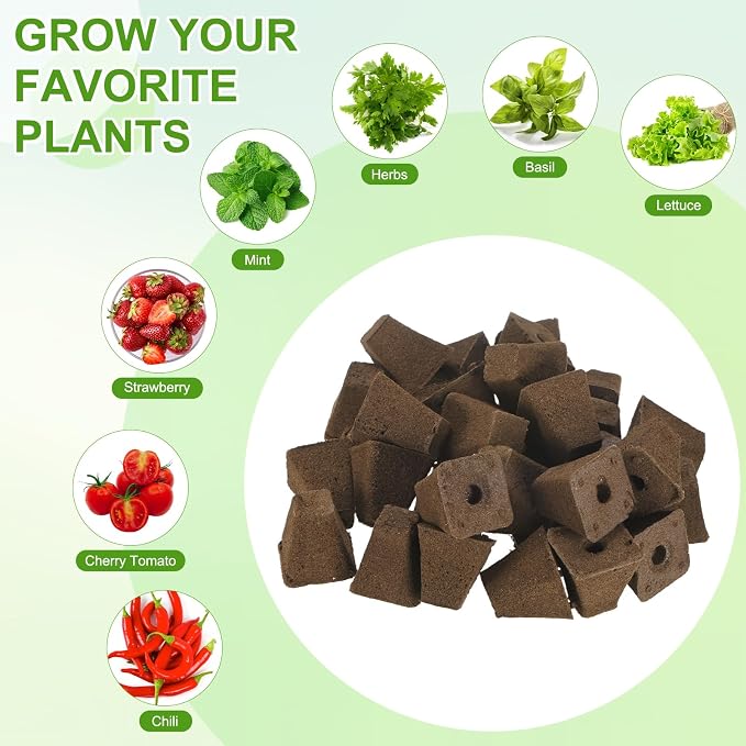 M METERXITY 20-Pack Grow Sponges, 1.5x0.8x1.5 Inch Replacement Root Growth Sponges Seed Pods for Plant Rooting/Seed Germination/Hydroponic Gardens System Supplies, Starter Plug for Seeds