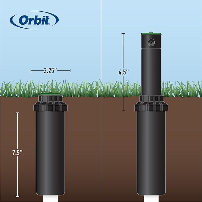 Orbit 55460 Voyager 4" Hard Top Pop-Up Gear Drive Rotor Sprinkler Head, 35 ft, Adjustable