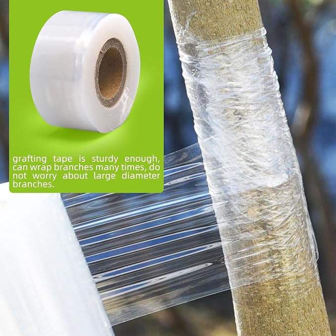 Flylin 4 Pcs Grafting Tape, Stretchable Grafting Tape Nursery Sealing 30 mm Width Tree Bandage Repair Tape Wrap for Seedlings or Ornamentals
