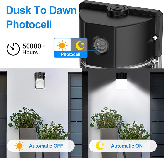 30W Mini LED Wall Pack Light with Dusk to Dawn Photocell, 5000K Wall Pack Light Outdoor Led, AC120V 3600LM Waterproof Outdoor Commercial Lighting Fixture for Garage, Warehouse, Garden, (4 Pack)