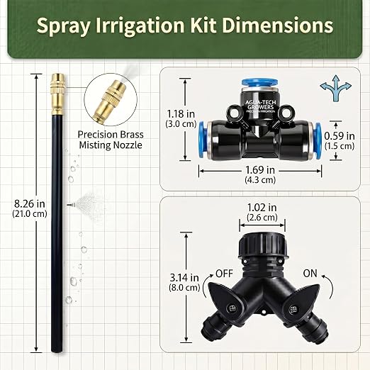 2026-Upgrade 100Ft 1/4" Drip Irrigation System,Garden Watering Kit with 20Pcs 360° Adjustable Copper Nozzles,Automatic Atomizing Sprinkler,DIY for Outdoor,Lawn,Greenhouse,Raised Beds (50FT/14pcs)