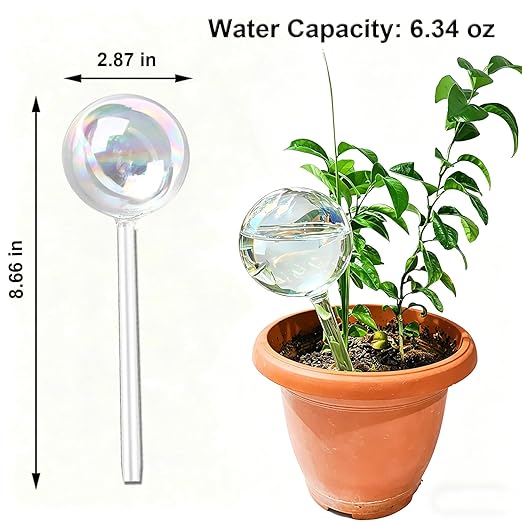 Self Watering Globes for Plants - Large 6pcs Glass Rainbow Self Watering Bulb Up to 5 Days of Irrigation, Self Watering Planter Insert for Indoor Outdoor Plant, Automatic Watering Device for Daily Use