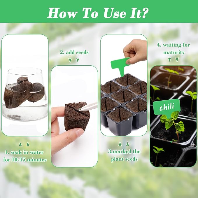 Windspeed 50+10PCS Grow Sponges Square Seed Pods Kit Include 50 Replacement Root Growth Sponges Seed Pods 10 Tags for Plants, Flowers and Vegetables, Pods