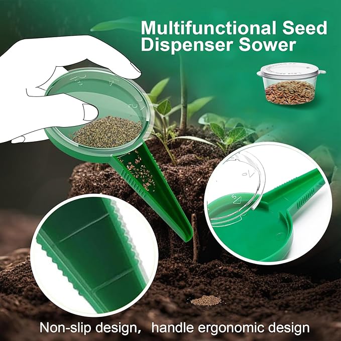 Seed Spreader 12PCS Sowing Seeds Dispenser Set Mini Seed Dispenser for Small Seeds Handheld Seed Planter Tool Seed Dibber Multifunctional Seed Spacer Gardening Tools