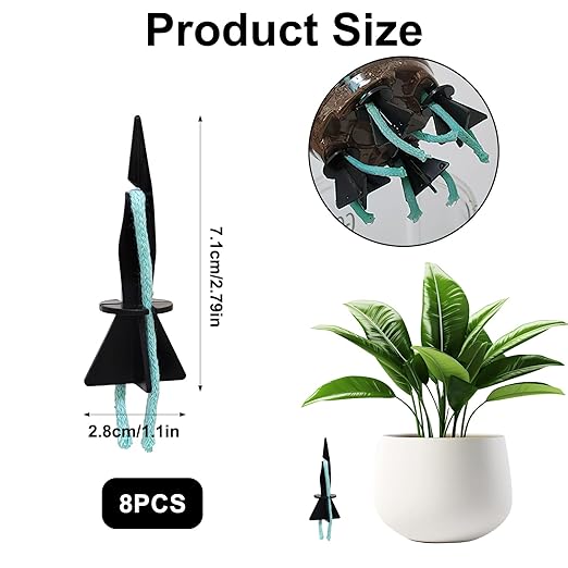 8 Pack Self Watering Spikes for Indoor Plants - Automatic Plant Watering Stakes with Slow Release Control - DIY Drip Irrigation System for Vacation & Potted Plants (Fits Most Plastic Bottles)