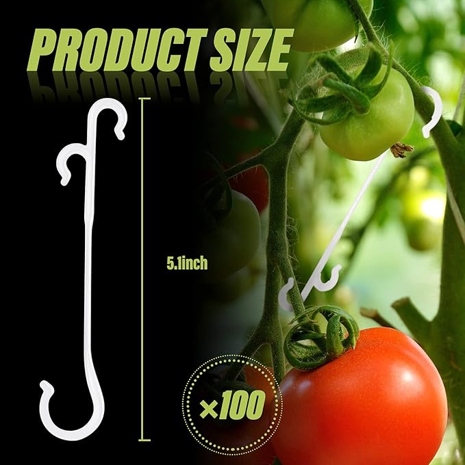 Jetec Tomato Support Clips, Plant Vegetable Support Hook Clip, Garden Support Clips, Grape Vine, Vegetables Plants Tomato Trellis Clips to Prevent Tomatoes from Pinching or Falling Off(200 Pieces)