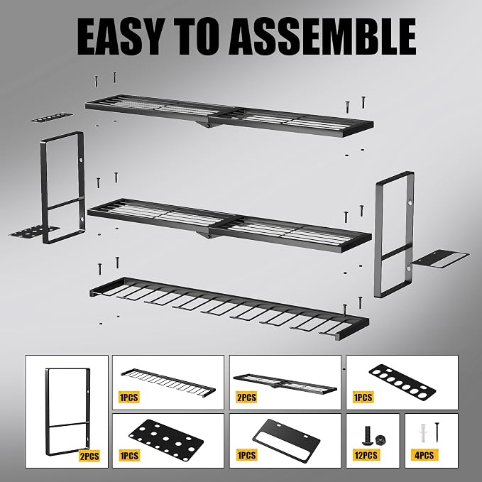 Heavy Duty Power Tool Organizer Wall Mount, Metal Tool Storage Rack Loads 320lbs, 8 Cordless Drill Holder 3 Layer for Garage, Workshop, Tool Room, Gift for Men