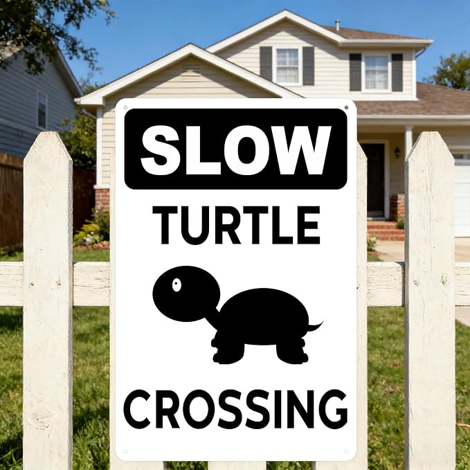 Slow Turtle Crossing Sign Slow Turtle Yard Signs Outdoor Turtles Poster Decor for Home Garden Tortoise Crossing Metal Tin Sign Tortoise Habitat Accessories Outdoor Decor 8x12 Inch