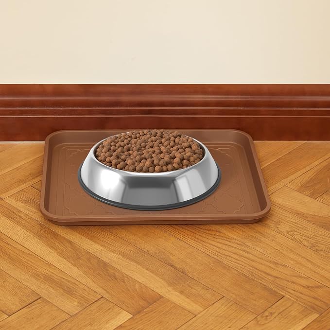 Boot Tray 2 Packs All Seasons Multi-Purpose, Waterproof Boot Trays for Entryway Indoor & Outdoor, Non-Slip Shoe Tray, 16.7"x12.8",Brown
